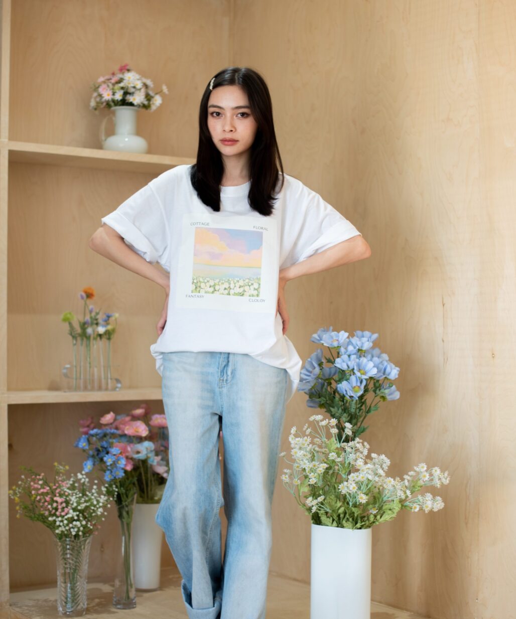 Wild Flower (White) I Oversided T-Shirt