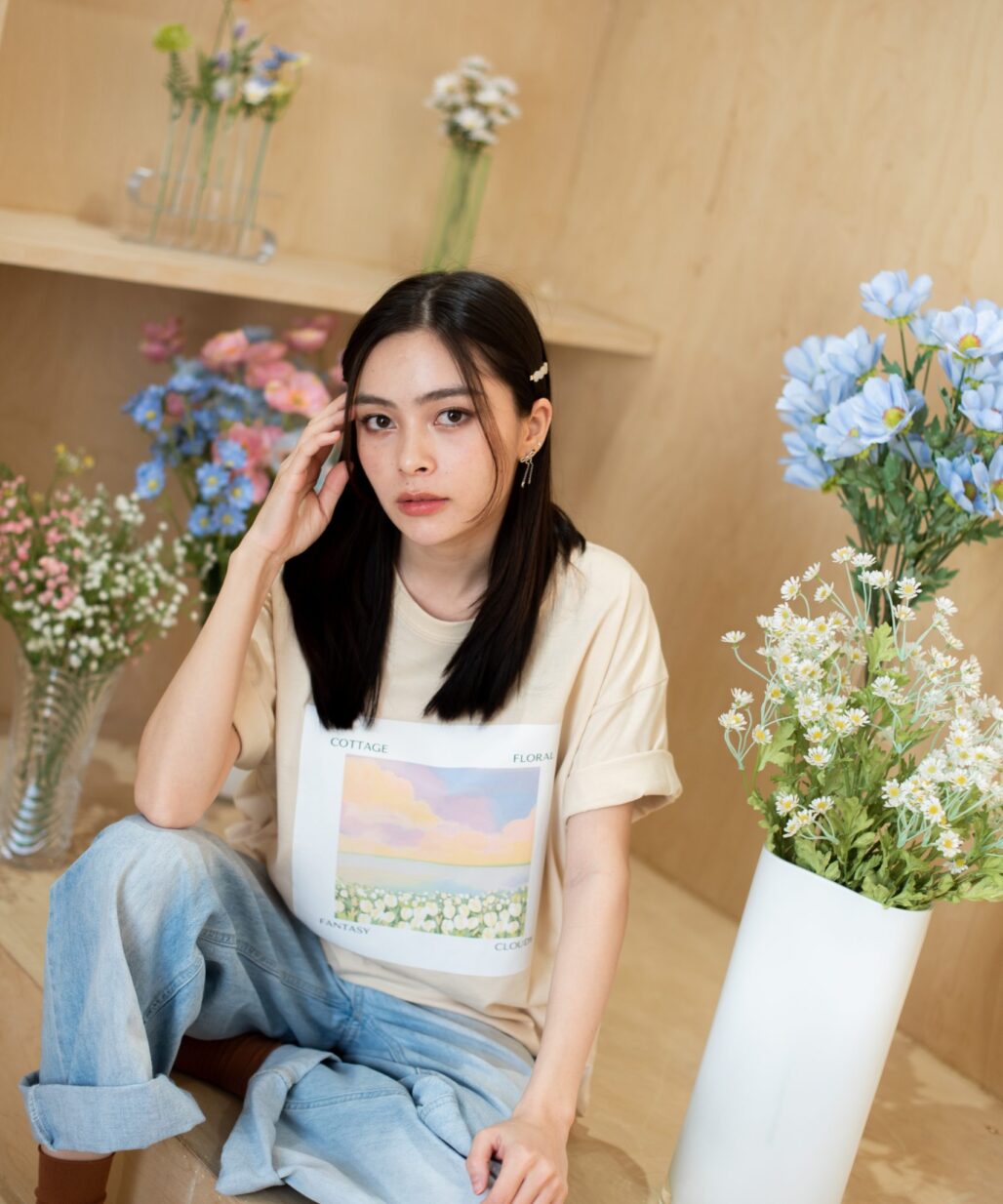 Wild Flower (Beige) I Overisized T-Shirt