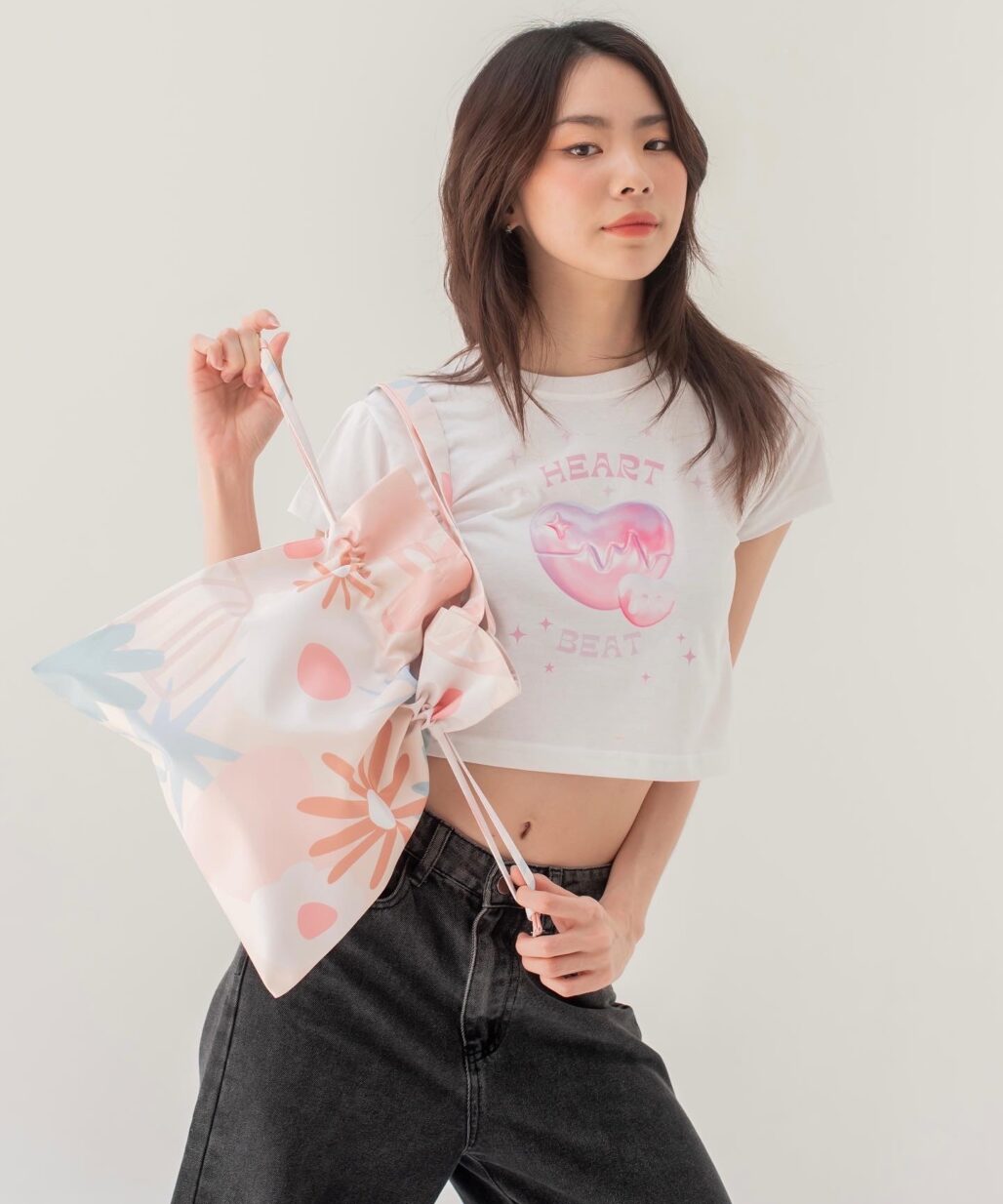 Peonies Pink Bucket Bag